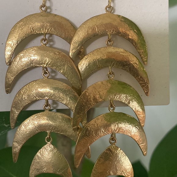 Mooncast Statement Earrings | Aureus + Argent Gold Brass Moon Dangle earring - Picture 4 of 7